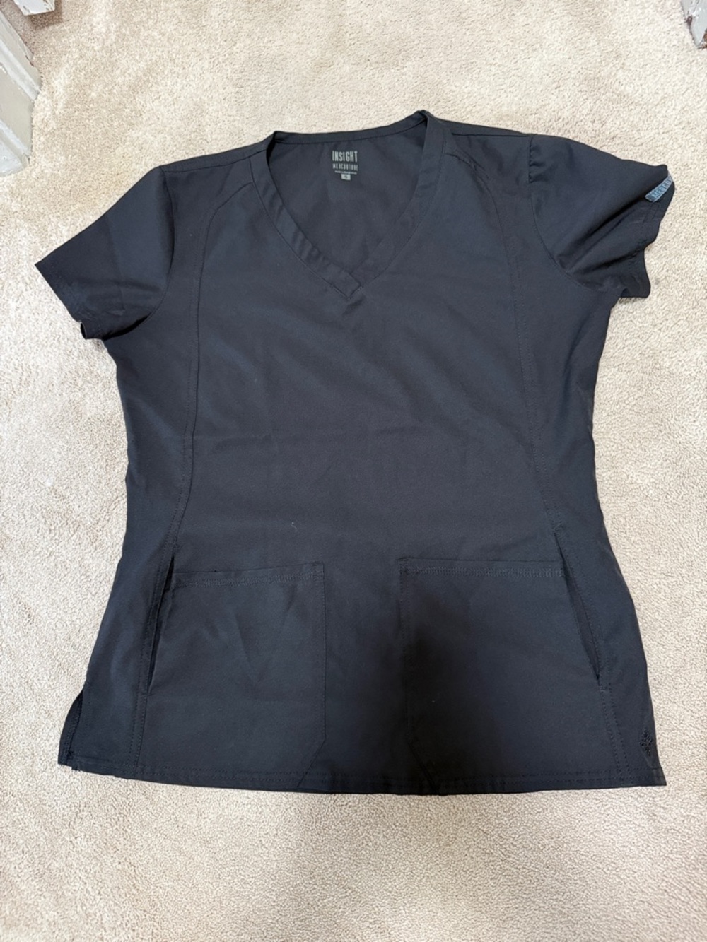 Insight Black V-Neck Short Sleeve Scrub Top